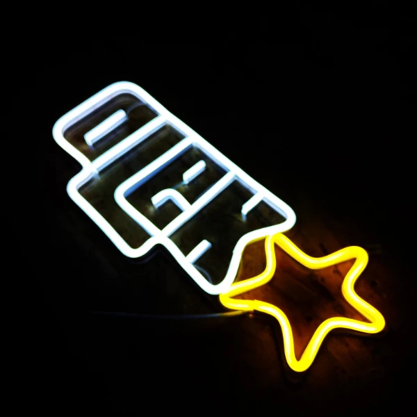 Personalizowany neon LED z napisem Olek i gwiazdą – dekoracja do pokoju dziecka